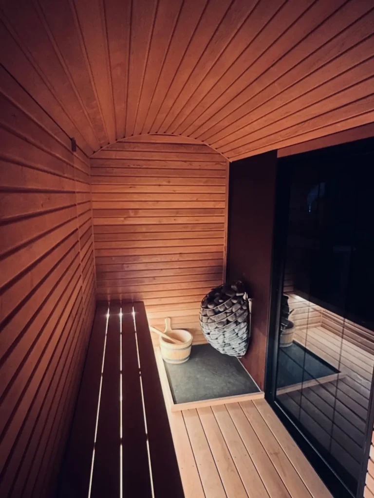 luxury shepherd hut sauna interior