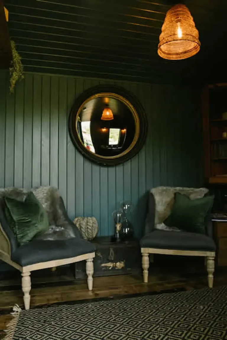 saltgrass bespoke shepherds hut lounge area