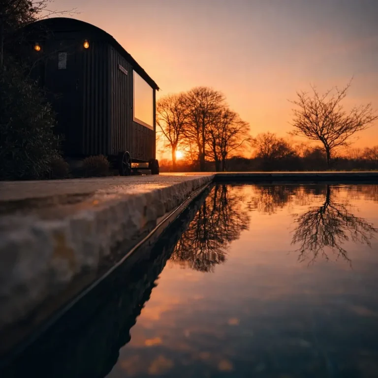 shepherd hut by water
